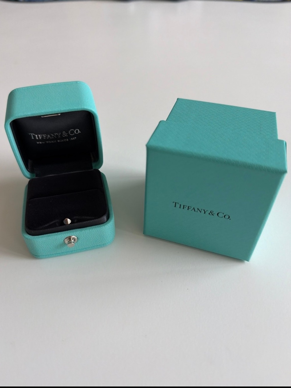 Authentic Tiffany Leather Ring Presentation Case and Box Set